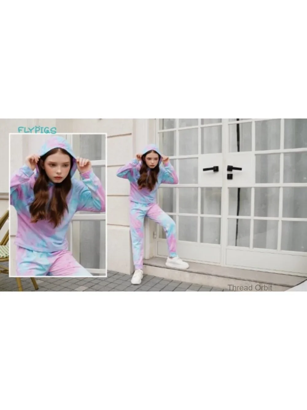 Girls Tie Dye 2 Piece Tracksuit Set Pullover Hoodie and Sweatpants with Pockets